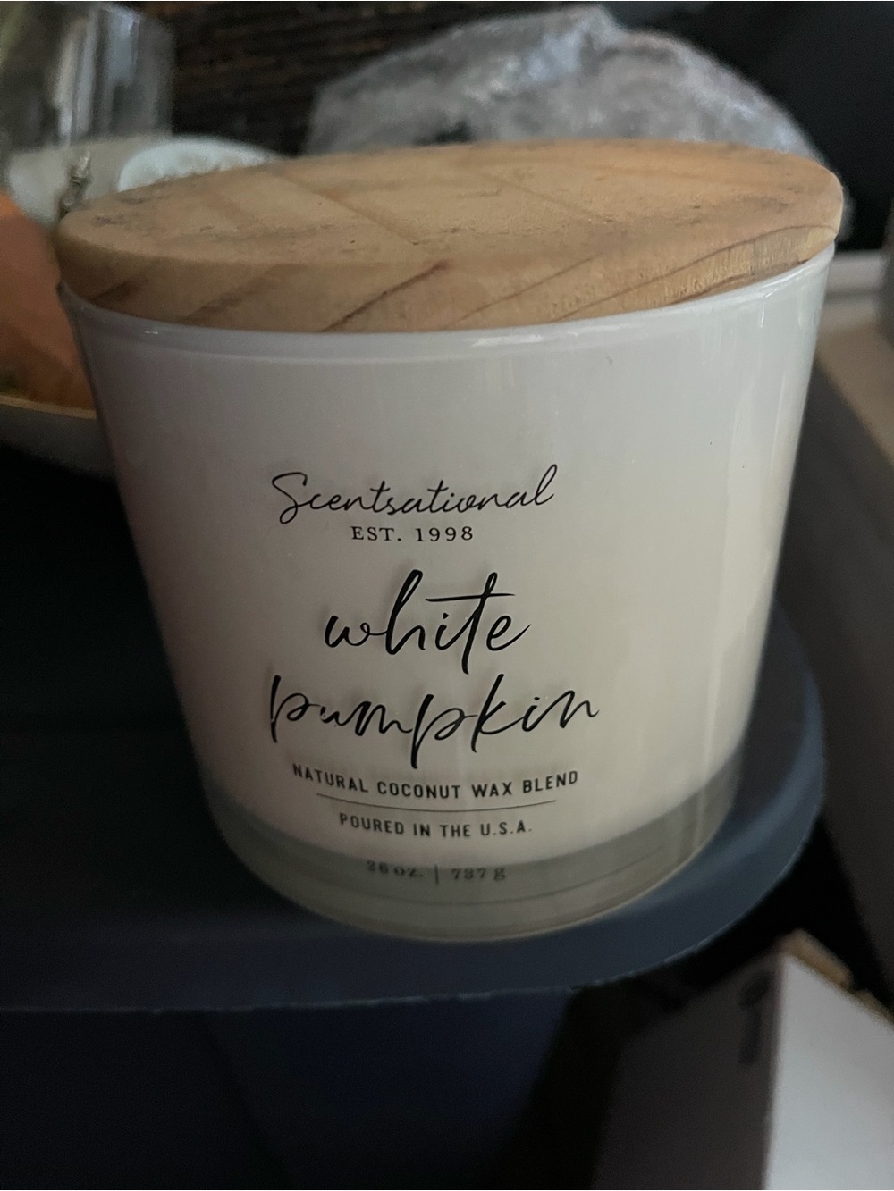 Scentsational White Pumpkin Candle with Wood Lid
